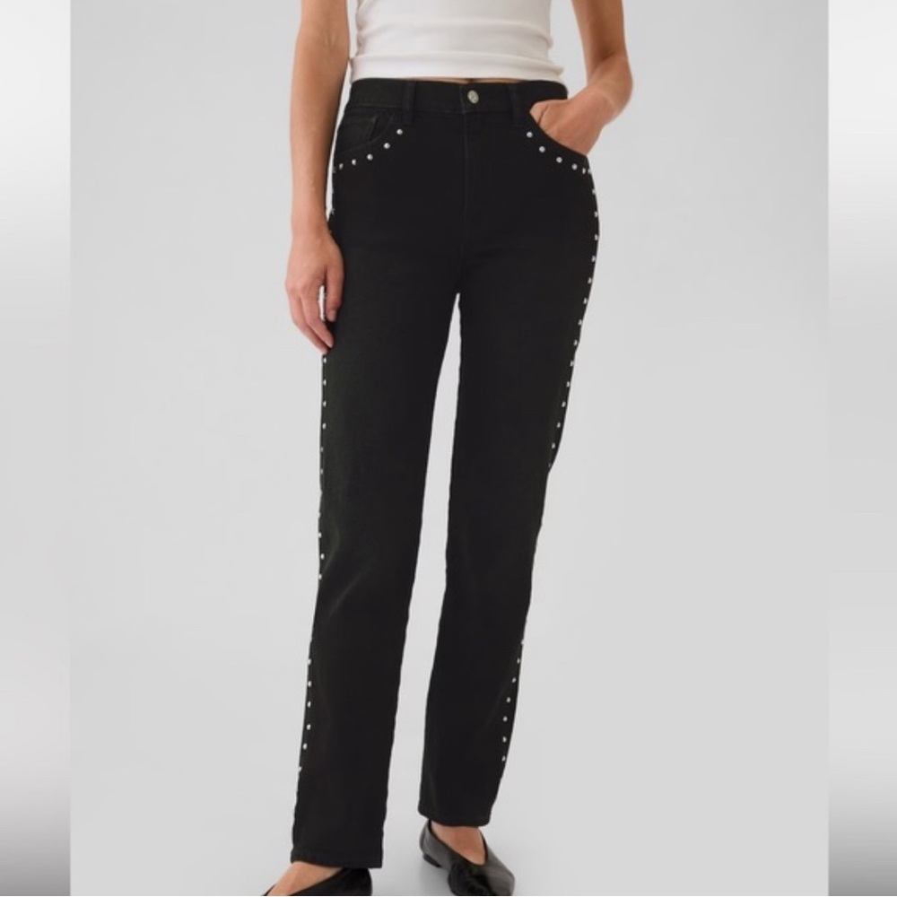 NWT Gap Black High Rise Studded '90s Straight Jeans
